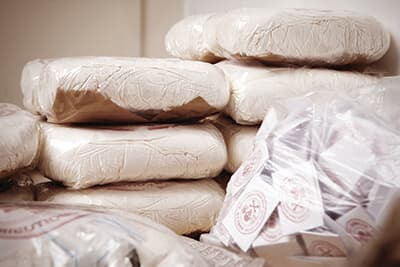 Packages of drugs seized by police